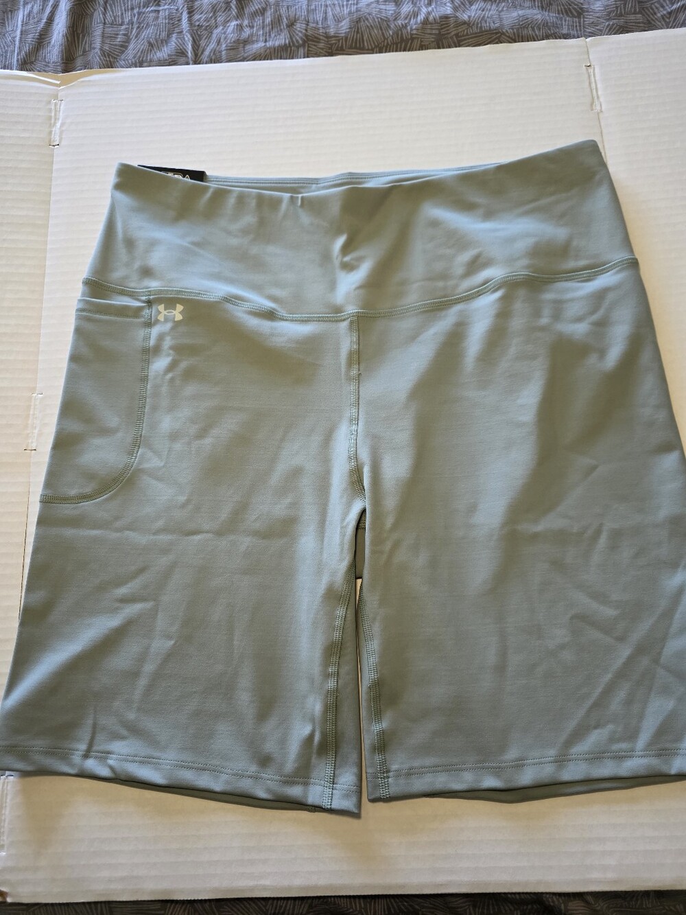 Under Armour Women's Light Sage Green Athletic Shorts with Pocket